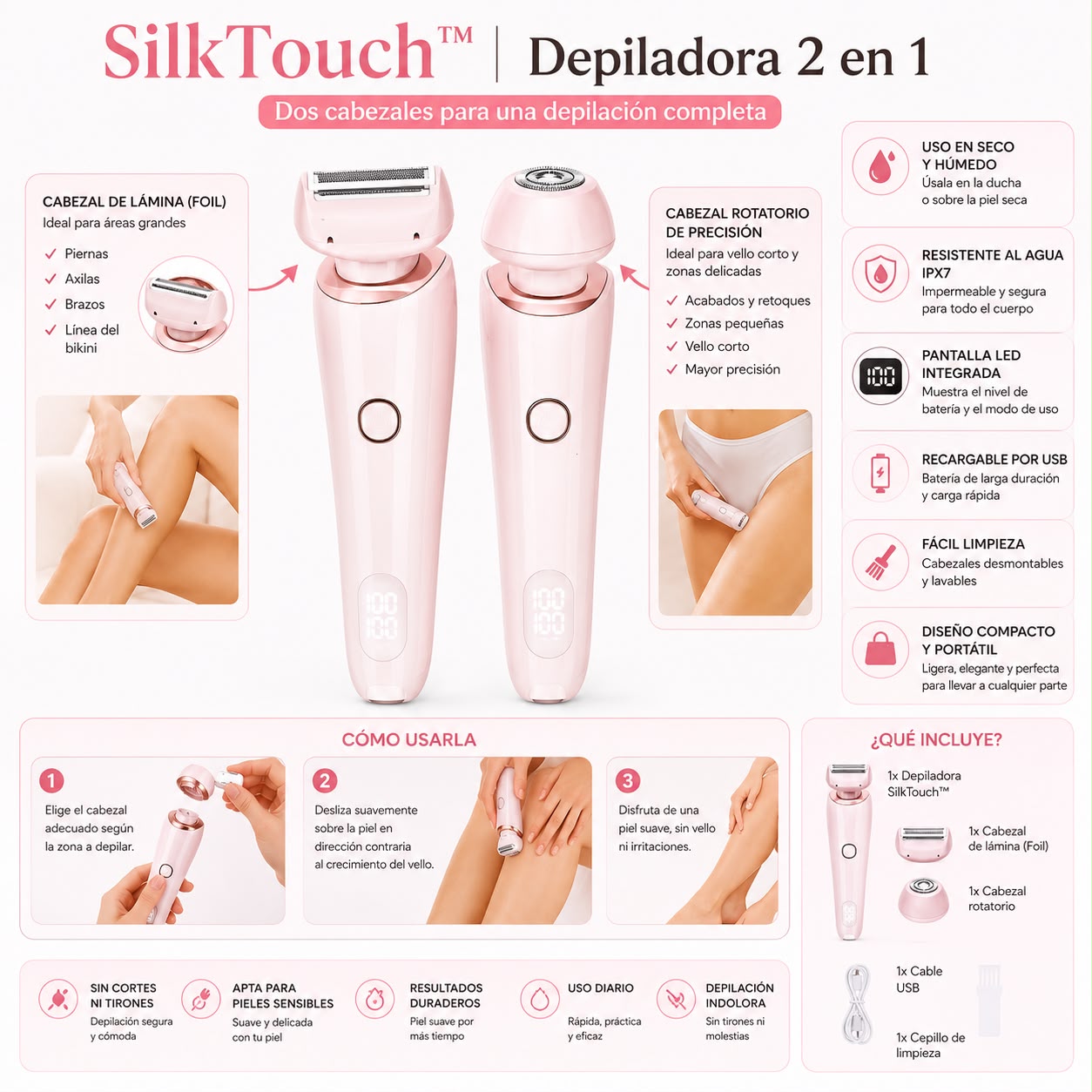 SilkTouch™ | Depiladora 2 en 1