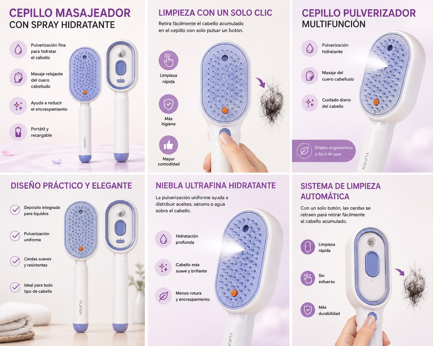 AuraComb™ | Cepillo Masajeador con Bruma