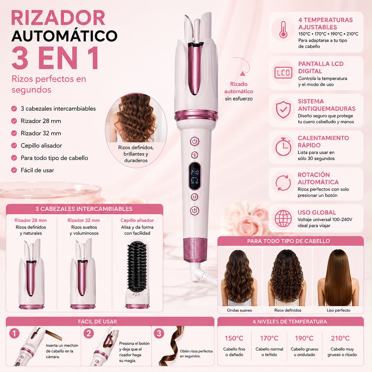CurlEase™ | Rizador 3 en 1